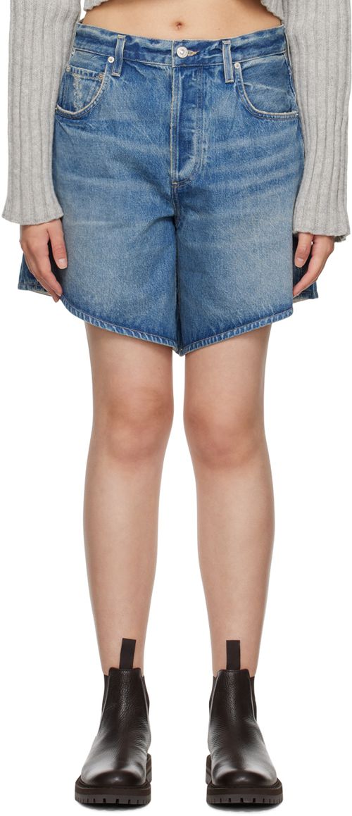Citizens of Humanity Blue Gaucho Denim Shorts