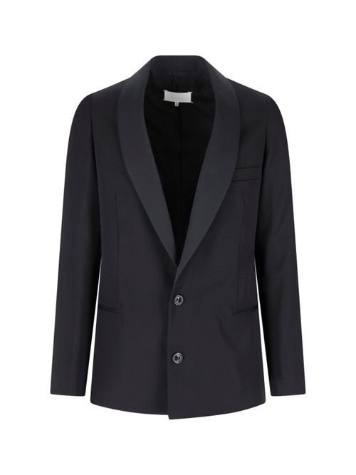 Virgin Wool Blazer Jacket with Silk-Blend Detail and Viscose Lining