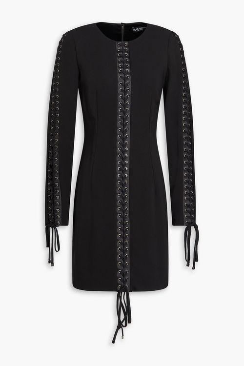 Lace-up stretch-crepe mini dress - Black - IT 40