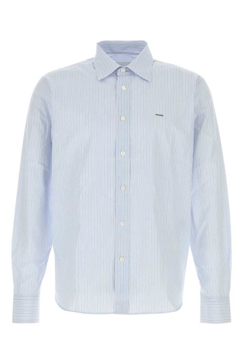 Embroidered Poplin Shirt — Blue