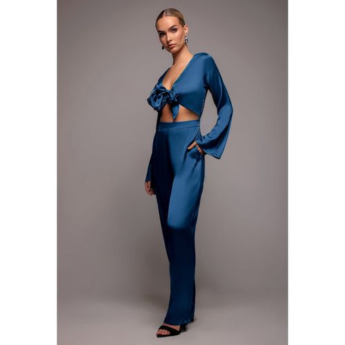 Goddiva Cut Out Satin Romper - Navy
