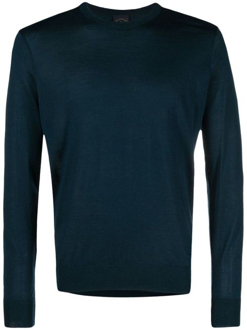 Crew-neck virgin wool jumper - Blue