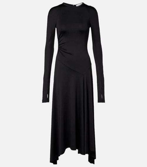 Gathered asymmetric midi dress