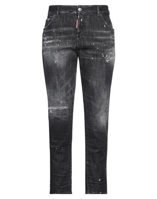 Dsquared2 Woman Jeans Black Size 6 Cotton, Elastane, Cow leather