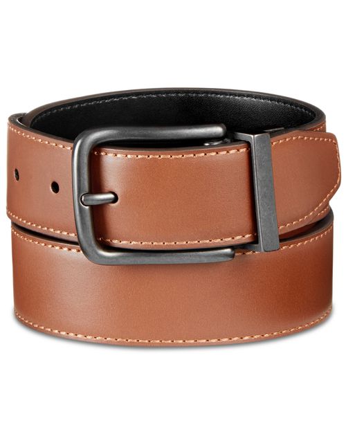 Men's Bubble Reversible Leather Belt - Dark Brown