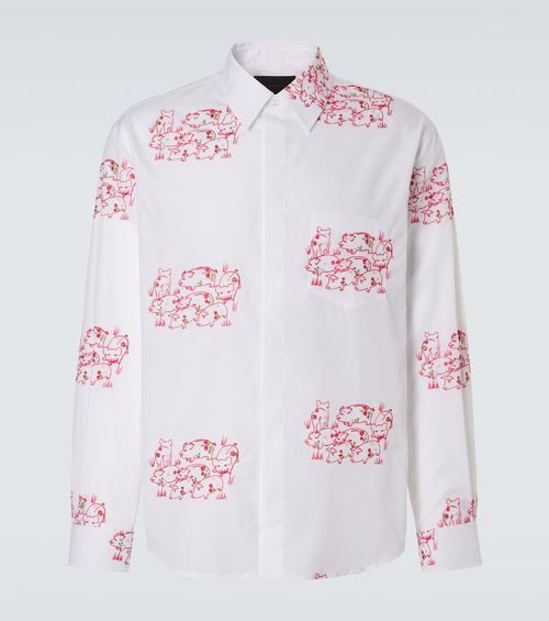 Embroidered cotton poplin shirt