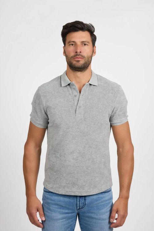 Pierce Towel Terry Polo Shirt In Light Grey