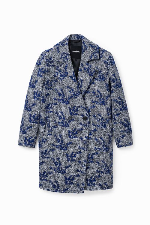 Double-breasted herringbone coat