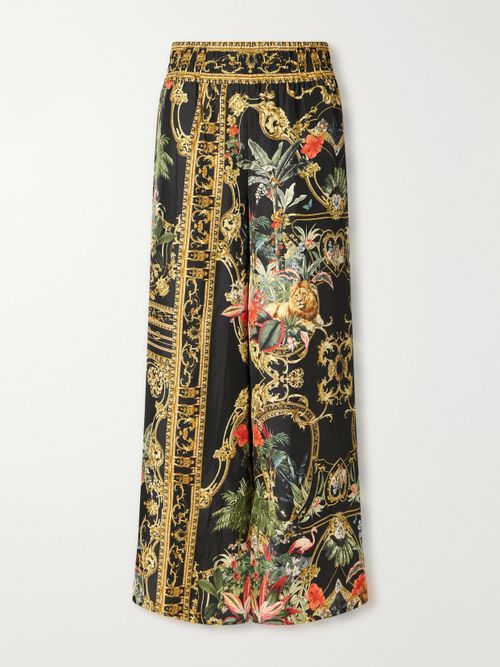 Cropped Printed Wide-leg Pants