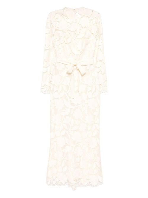 Embroidered midi dress - Neutrals