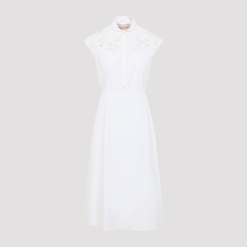 Broderie Anglaise-trimmed Cotton-poplin Midi Dress