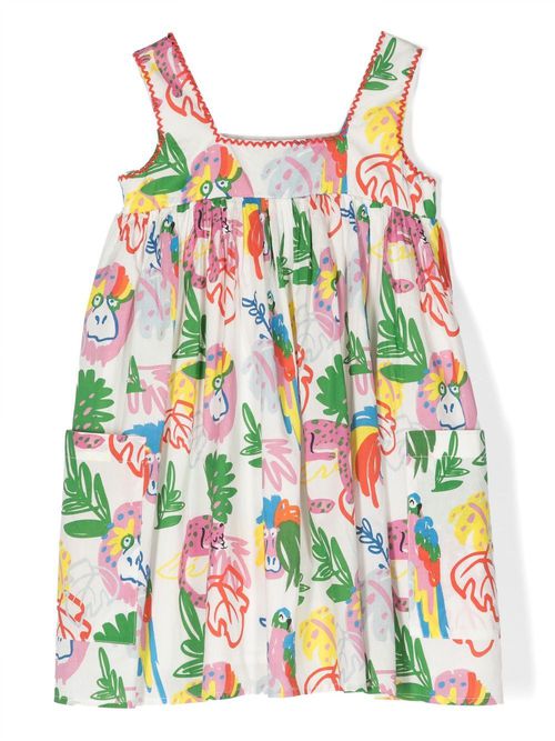 Illustration-print cotton dress - White
