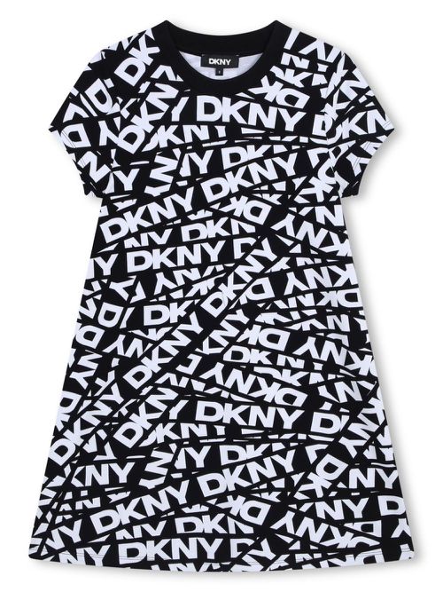 Logo-print short-sleeve dress - Black