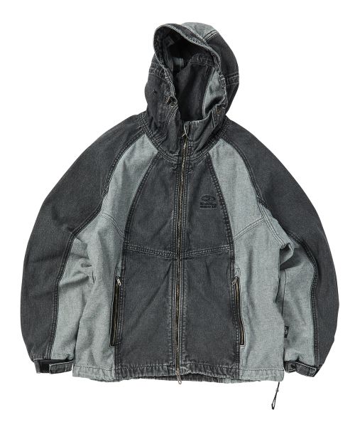 Front back denim windbreaker black
