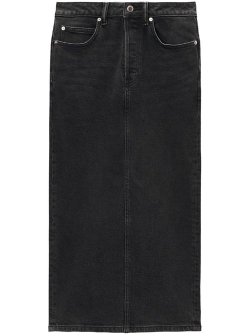 Low-rise denim midi skirt - Grey