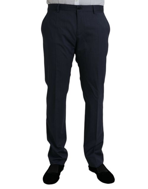 Virgin Wool Slim Fit Trousers — Blue
