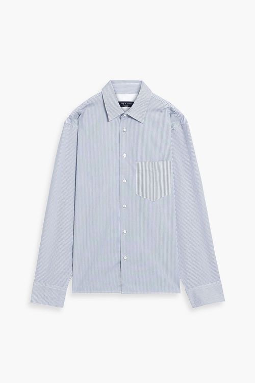 Dalton striped cotton-blend poplin shirt - Blue - M