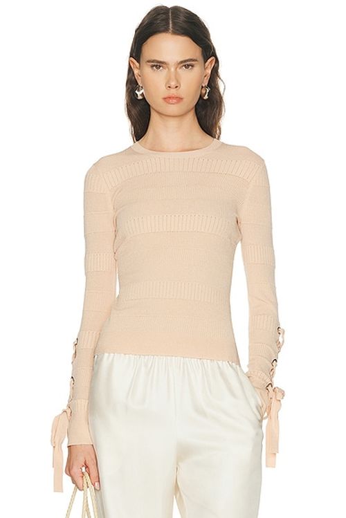 AKNVAS Jean Striped Top in Nude - Nude. XS also in L