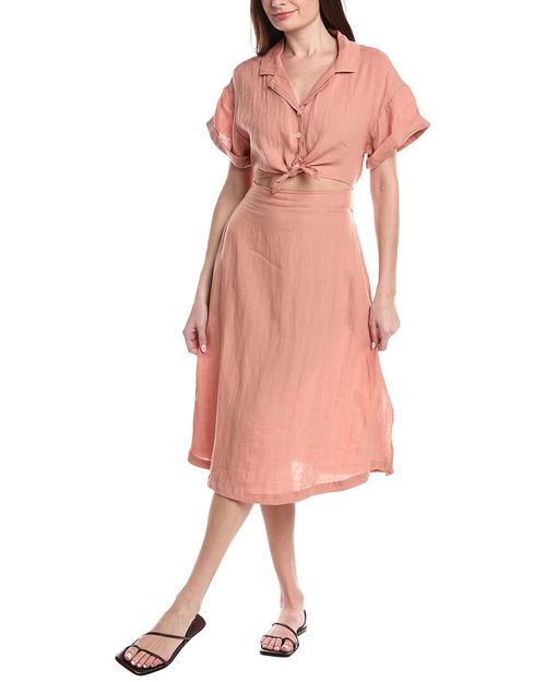 Playa Cut Out Linen Midi Dress