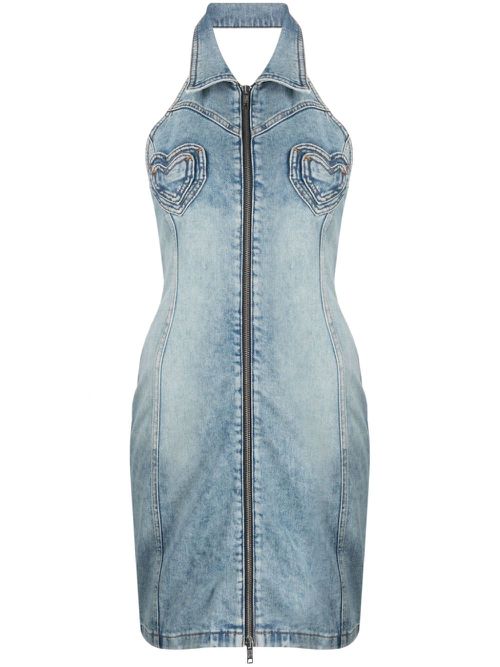 Heart-panels denim minidress - Blue
