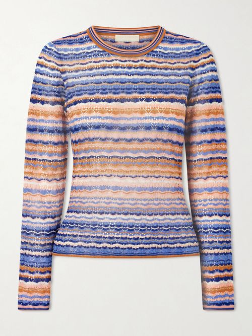 Lunaire Striped Knitted Sweater - Orange