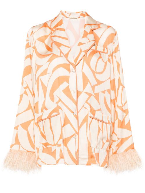 Braza feather-trim shirt - Orange