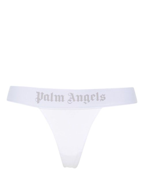Logo-waistband jersey thong - White