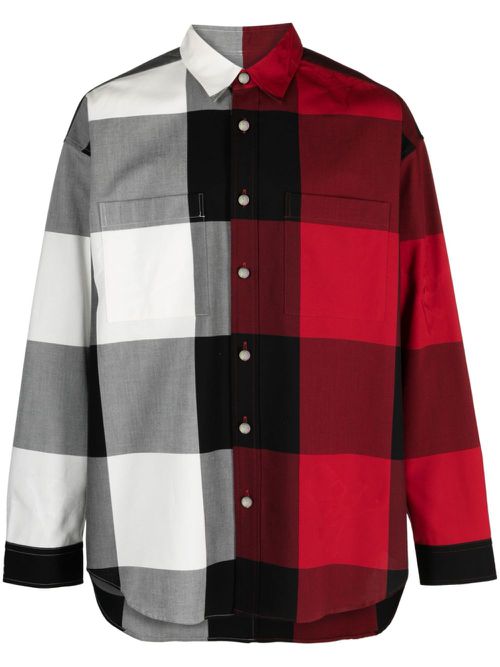 Check-print cotton shirt - Red