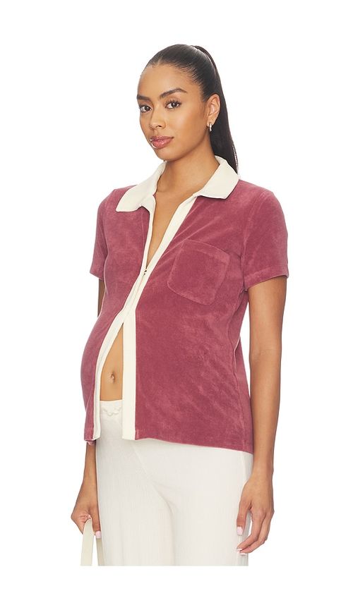 HATCH The Layla Polo Top in Brick. L. Also in XS