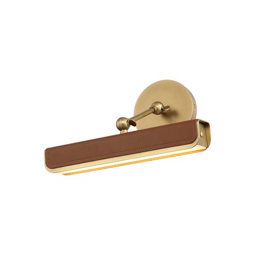 Alora Valise Wall Sconce in Vintage Brass And Cognac Leather - PL307912VBC