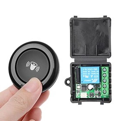 12V DC Wireless Remote Control Switch, 433MHz RF Relay Receiver Module with Bell Button Transmitter, 1-Channel 10A Wireless Switch for DIY Home Automation, Doo
