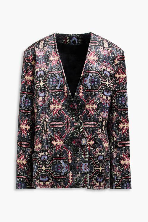 Vaklero printed velvet blazer - Gray - FR 38