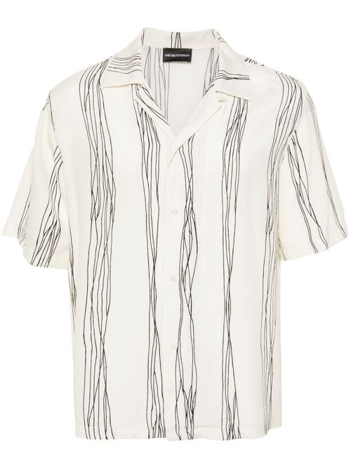 Abstract-print camp-collar shirt - White