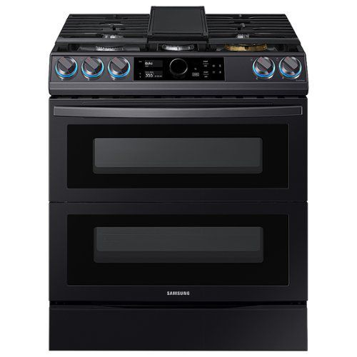 Samsung Flex Duo 6.3 cu. ft.  Front Control Slide-in Dual Fuel Range with Smart Dial, Air Fry & WiFi, Fingerprint Resistant - Black Stainless Steel