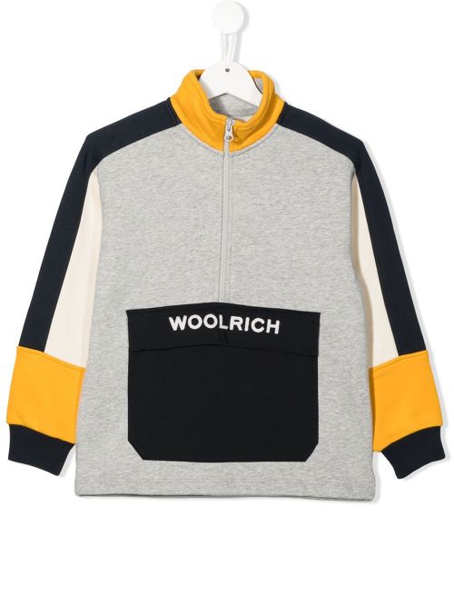 Colour-block zip-collar sweatshirt - Yellow