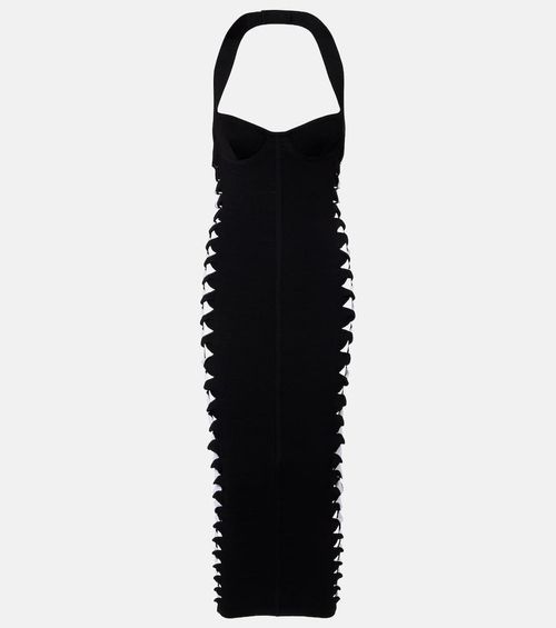 Cutout halterneck jersey midi dress