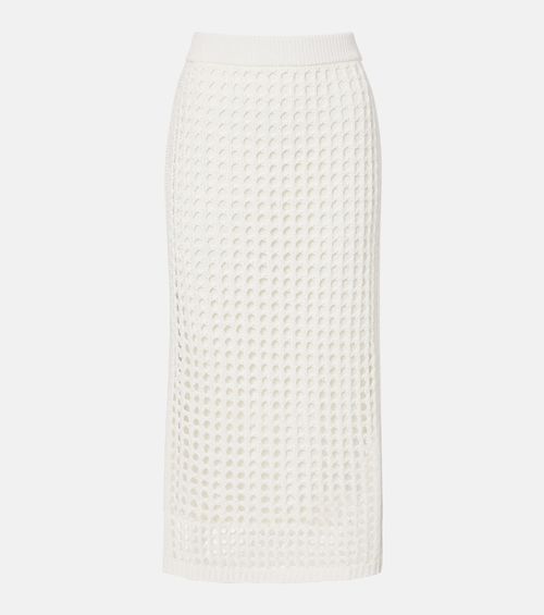 Geode open-knit cotton midi skirt