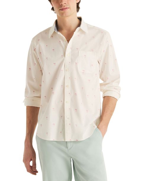 Men's Long-Sleeve Oxford Print Shirt - Sail White