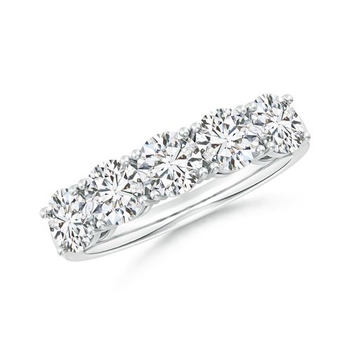 Angara 2.35 Carats Prong-Set Round Diamond Five Stone Wedding Ring in 14K White Gold