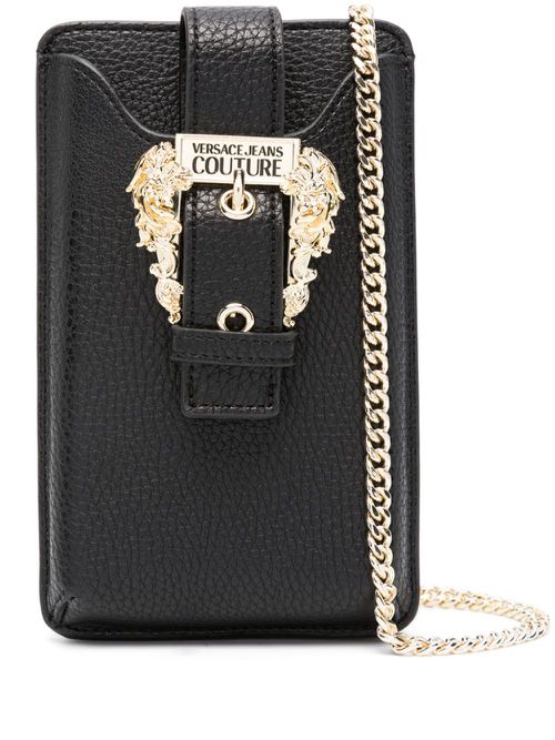 Logo-buckle faux-leather wallet - Black