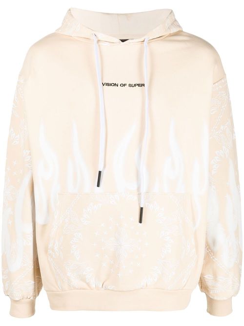 Flame graphic-print cotton hoodie - Neutrals