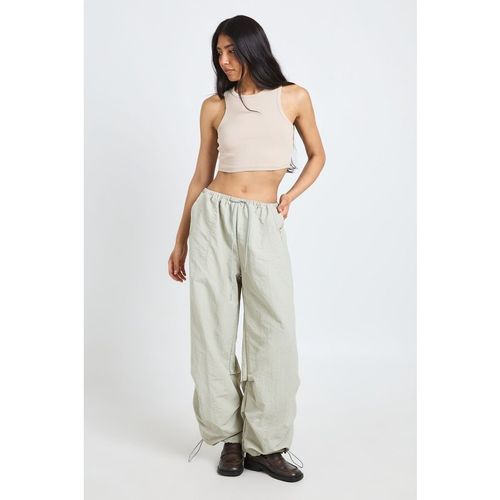 Boohoo Womens Tall Drawcord Nylon Wide Leg Trousers - Grey