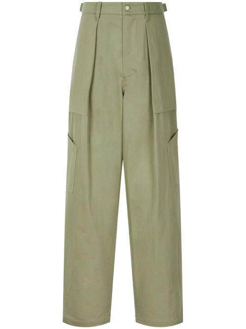 Pleat-detailing tapered trousers - Green