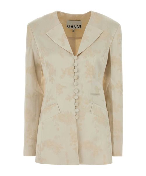 Jacquard Long Button Blazer