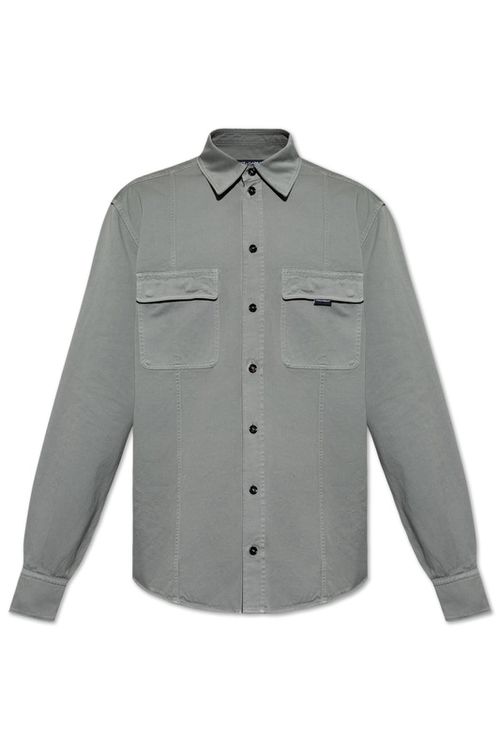Logo Tag Curved Hem Shirt