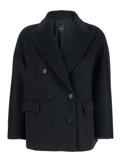 Double-Breasted Wool Blazer — Black