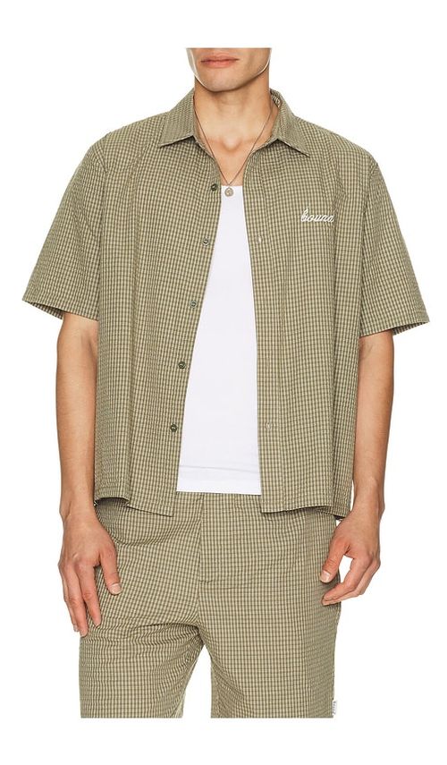 Bound Gingham Cropped Shirt in Green. S. Also in M, L, XL/1X