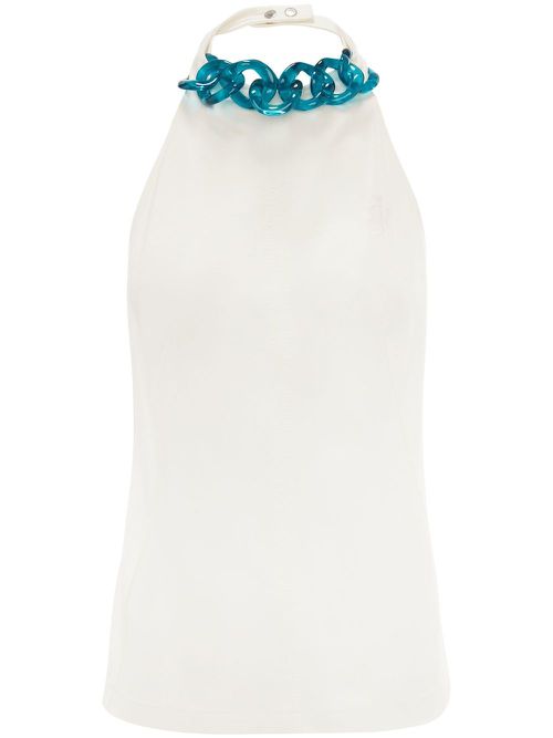 Chain-link halterneck top - White