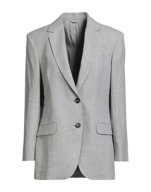 Woman Blazer Light grey Size 12 Linen, Wool, Brass