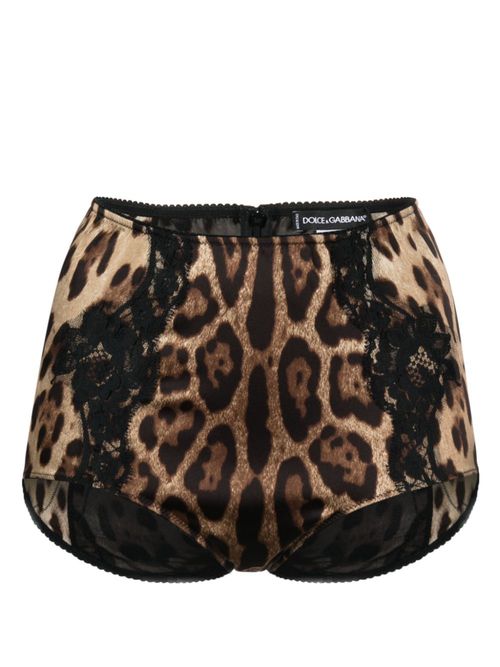 Leopard-print high-waist briefs - Black